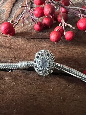 Authentic Pandora Openwork Charm Floral Brilliance Daisies Flower Cz Silver